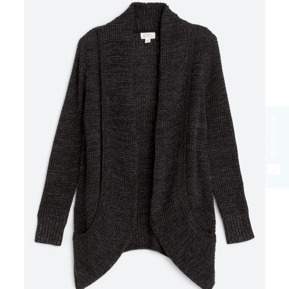 Dark Grey Waffle Knit Cardigan